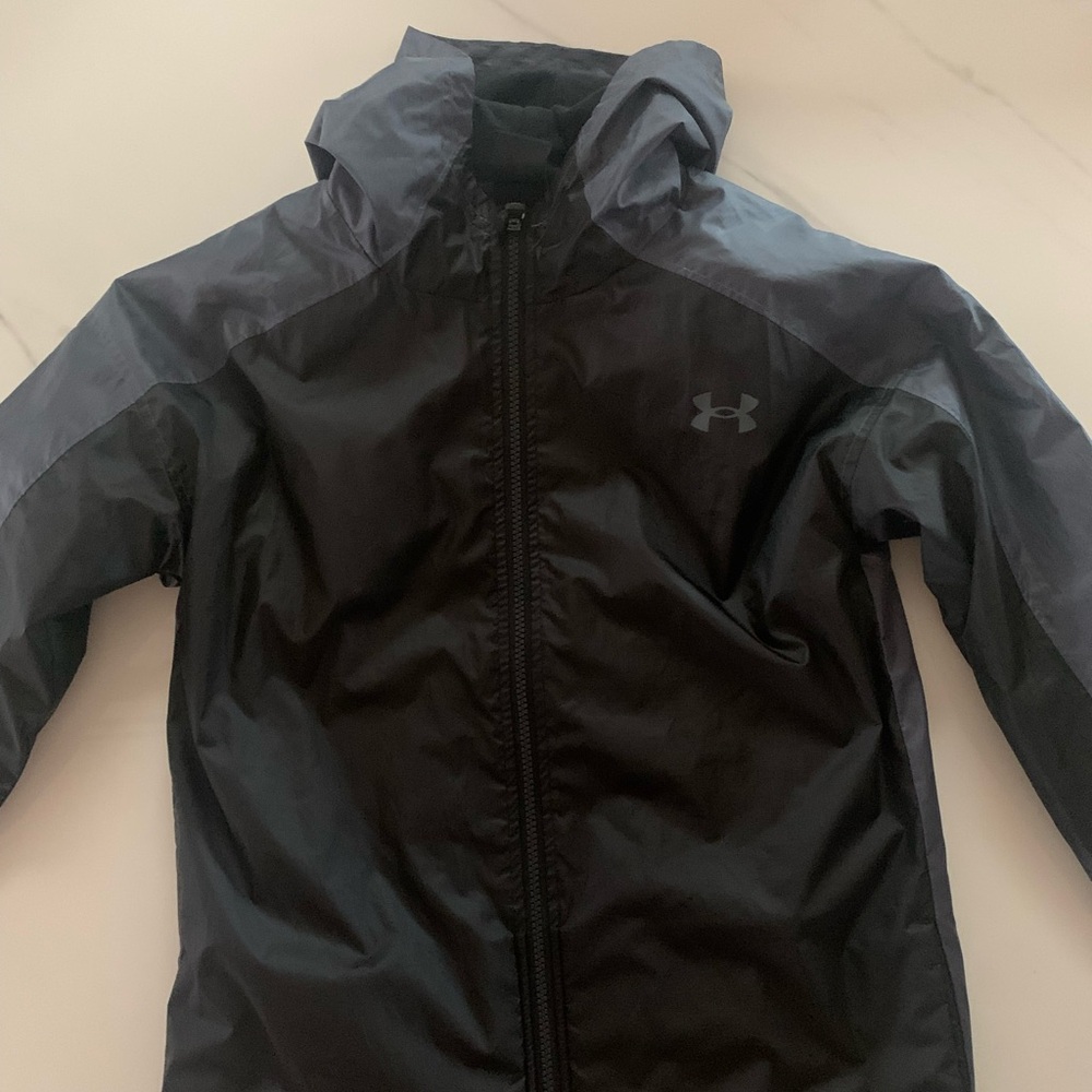 Under Armour Kids Black and Gray Hooded Rain Jacket
